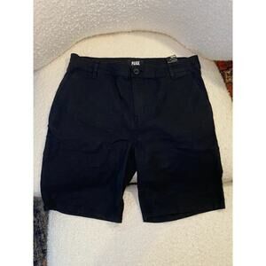 Paige Mens Linen Button Zip Lined Casual Shorts Black NWT Size 31